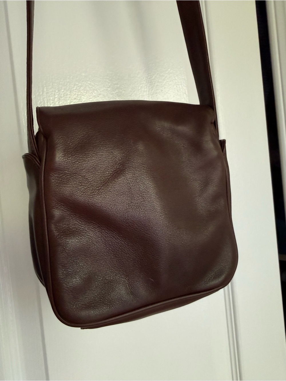 Vintage Italian Leather Crossbody Bag Dark Brown Adjustable Strap Mini Purse - Picture 5 of 13